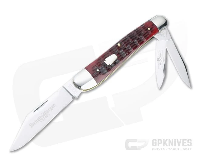 Queen Schatt & Morgan 2007 Series XVII Dogleg Whittler Red Jigged Bone Slip Joint 043154 1 Queen Schatt & Morgan 2007 Series XVII Dogleg Whittler Red Jigged Bone Slip Joint 043154