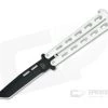 Bear and Son Cutlery Black Tanto Point White Butterfly Knife 115TANW