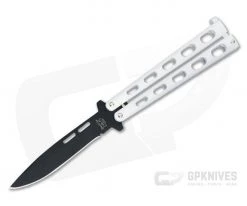 Bear and Son Cutlery 4.25" White Drop Point Butterfly Knife 115W