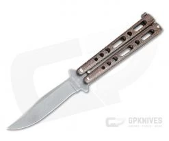 Bear and Son Cutlery Stonewashed Clip Point Copper Vein Butterfly Knife 117CVSW