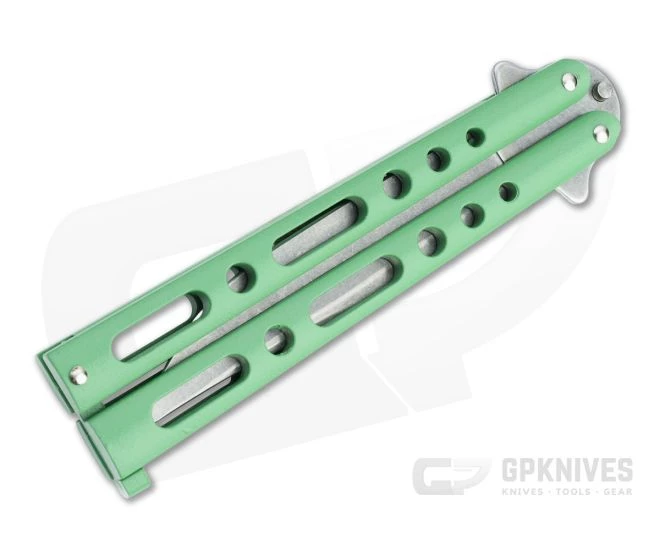 Bear and Son Cutlery Stonewashed Clip Point Green Butterfly Knife 117GRSW 2 Bear and Son Cutlery Stonewashed Clip Point Green Butterfly Knife 117GRSW - Image 2