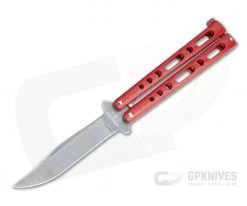 Bear and Son Cutlery Stonewashed Clip Point Red Butterfly Knife 117RDSW