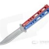 Bear and Son Cutlery Stonewashed Clip Point Red, White & Blue Butterfly Knife 117RWBSW