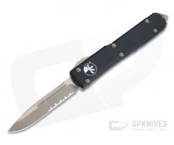 Microtech Ultratech S/E Bronzed Partial Serrated M390 Drop Point Black OTF Automatic Knife 121-14