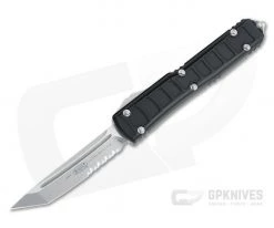 Microtech Ultratech II Stepside T/E Signature Stonewashed Partially Serrated Tanto Black OTF Automatic 123II-11S