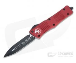 Microtech Combat Troodon Red D/E Black Plain M390 OTF Automatic 142-1RD