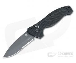 Gerber-Emerson Alliance Black Oxide Part Serrated 154CM Drop Point Aluminum Automatic Knife 22-07158N