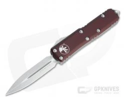 Microtech UTX-85 D/E Stonewashed M390 Double Edge Merlot OTF Automatic Knife 232-10MR