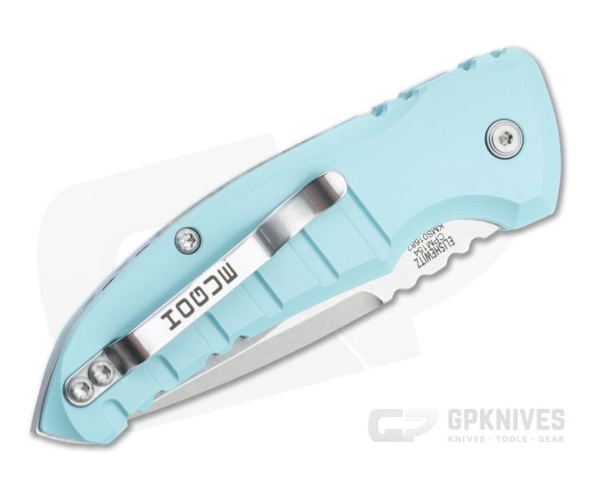 Hogue A01 MicroSwitch Tumbled Drop Point Aquamarine Aluminum Button Lock Automatic 24113 2 Hogue A01 MicroSwitch Tumbled Drop Point Aquamarine Aluminum Button Lock Automatic 24113 - Image 2