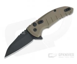 Hogue X1 MicroFlip Black Cerakote Wharncliffe FDE Aluminum Button Lock Flipper 24167