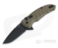 Hogue X1 MicroFlip Black Cerakote Drop Point FDE Aluminum Button Lock Flipper 24177