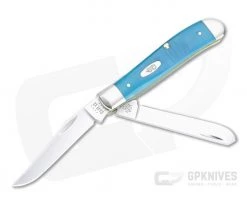Case Mini Trapper Caribbean Blue Bone Saw Cut Jig Slip Joint 25593
