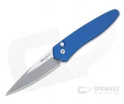 Protech Newport Solid Blue Stonewashed S35VN Automatic 3405-BLUE