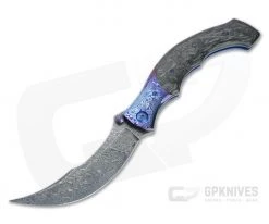 Alan Folts Ritual Damasteel Timascus Bolstered Marbled Carbon Fiber Liner Lock Folder 4627
