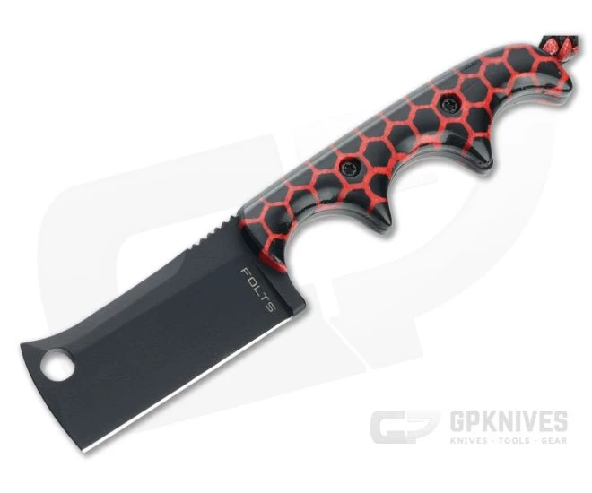 Alan Folts Custom Minimalist Cleaver Black CPM-154 Red Matrix Acrylic Fixed Blade Neck Knife 4640 1 Alan Folts Custom Minimalist Cleaver Black CPM-154 Red Matrix Acrylic Fixed Blade Neck Knife 4640