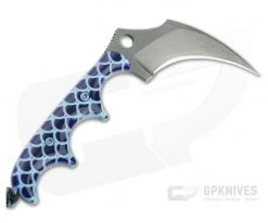 Alan Folts Custom KeraMinimalist Tumbled CPM-154 Blue Fish Scale Acrylic Fixed Blade Neck Knife 4646 -Default Template 4 4646 3