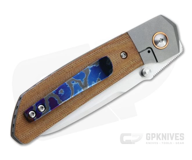 Enrique Pena Custom Mula Front Flipper Sheepsfoot Natural Canvas Micarta Folder 4706 2 Enrique Pena Custom Mula Front Flipper Sheepsfoot Natural Canvas Micarta Folder 4706 - Image 2