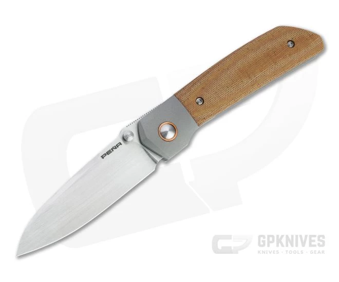 Enrique Pena Custom Mula Front Flipper Sheepsfoot Natural Canvas Micarta Folder 4706 1 Enrique Pena Custom Mula Front Flipper Sheepsfoot Natural Canvas Micarta Folder 4706