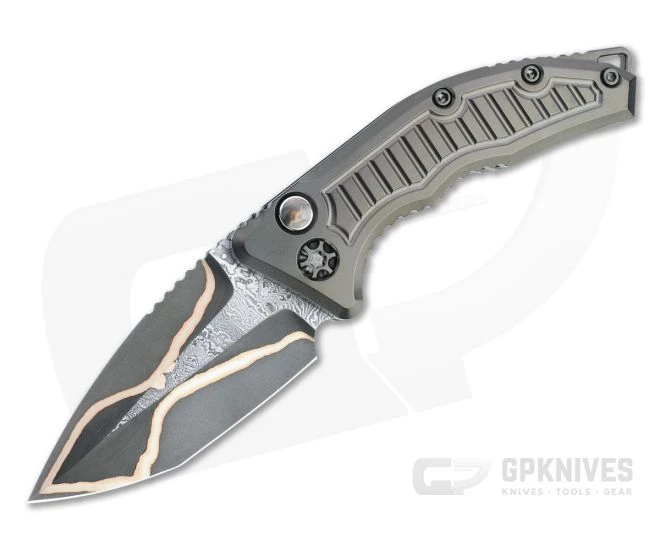 Heretic Custom Medusa Tanto Bakers Forge Damascus Frag DLC Titanium Automatic Knife 4729 1 Heretic Custom Medusa Tanto Bakers Forge Damascus Frag DLC Titanium Automatic Knife 4729