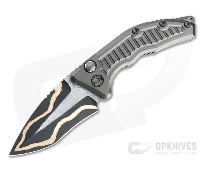 Heretic Custom Medusa Recurve Bakers Forge Damascus Frag DLC Titanium Automatic Knife 4731 1 Heretic Custom Medusa Recurve Bakers Forge Damascus Frag DLC Titanium Automatic Knife 4731
