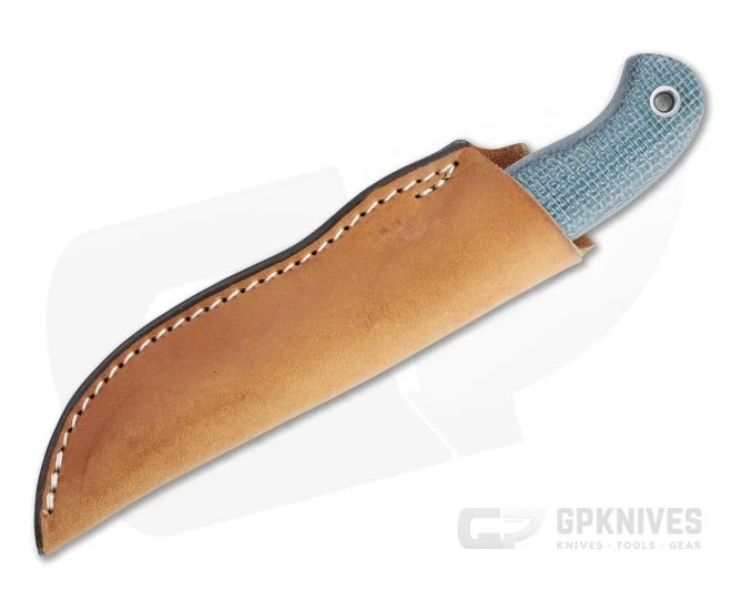 Mike Irie Model 110 Drop Point CPM-154 Blue Burlap Micarta Fixed Blade 4741 2 Mike Irie Model 110 Drop Point CPM-154 Blue Burlap Micarta Fixed Blade 4741 - Image 2