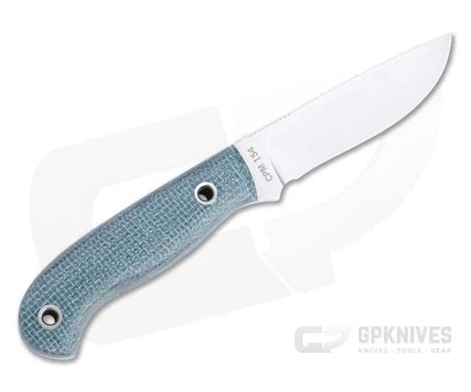 Mike Irie Model 110 Drop Point CPM-154 Blue Burlap Micarta Fixed Blade 4741 3 Mike Irie Model 110 Drop Point CPM-154 Blue Burlap Micarta Fixed Blade 4741 - Image 3