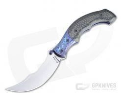 Alan Folts Rite #2 Satin CPM 154 Black Timascus Bolstered Carbon Fiber Persian Folder 4750
