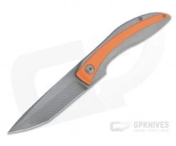 Simeon Custom Knives IcePick Rhino Flipper Milled Smoke CPM 154 Orange G10 Titanium Folder 4759