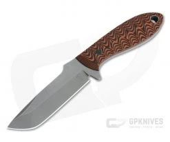 Tom Krein Custom Tank Tanto Acid Washed Nitro-V Anso Milled Pumpkin G10 Fixed Blade