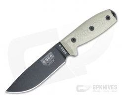ESEE 4 Black Blade 3D Green Canvas Micarta Handles Fixed Blade 4PB-017