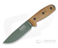 ESEE 4 OD Green Blade 3D Natural Canvas Micarta Handles Fixed Blade 4POD-011