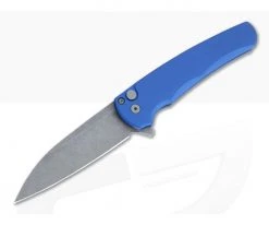 Protech Malibu Flipper Blue GPK Exclusive Acid Washed 20CV Modified Wharncliffe Button Lock Folder 5102-BLUE-AW