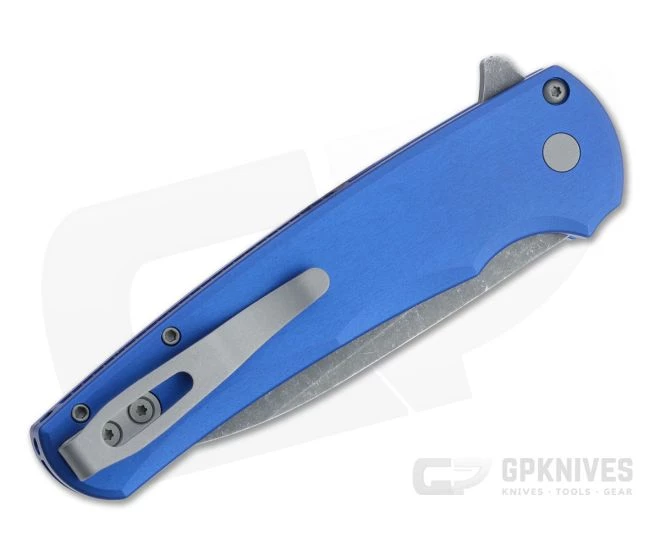 Protech Malibu Flipper Blue GPK Exclusive Acid Washed 20CV Modified Wharncliffe Button Lock Folder 5102-BLUE-AW 2 Protech Malibu Flipper Blue GPK Exclusive Acid Washed 20CV Modified Wharncliffe Button Lock Folder 5102-BLUE-AW - Image 2
