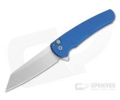 Protech Malibu Flipper Reverse Tanto Stonewashed 20CV Textured Blue Aluminum Folder 5205-BLUE