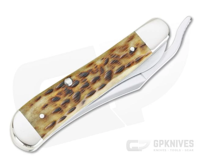 Case Russlock Pocket Worn Peach Seed Jigged Antique Bone Liner Lock 55227 2 Case Russlock Pocket Worn Peach Seed Jigged Antique Bone Liner Lock 55227 - Image 2