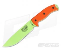 ESEE 6 Venom Green Plain Edge Orange G10 Black Sheath