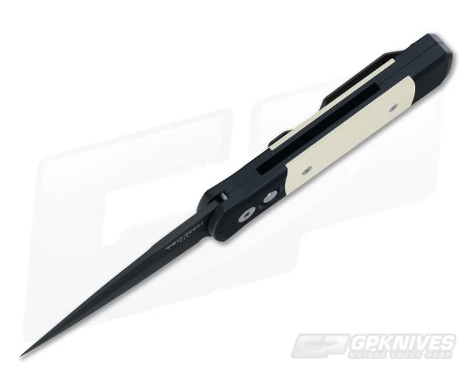 Protech Knives Godson Tuxedo Black Plain Edge Ivory Micarta Inlays 752 3 Protech Knives Godson Tuxedo Black Plain Edge Ivory Micarta Inlays 752 - Image 3