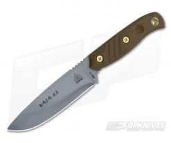 TOPS BAJA 4.5 Black River Wash 1095 Green Canvas Micarta Fixed Blade