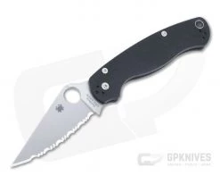 Spyderco ParaMilitary 2 Satin Fully Serrated S45VN Black G10 CQI Compression Lock Folder
