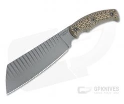 RMJ Tactical Da Choppa Tungsten Gray 80CrV2 Hyena Brown G10 Fixed Blade