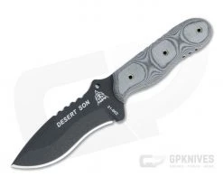 TOPS Desert Son Black Recurve Hunters Point Black Linen Micarta Fixed Blade DSON-01