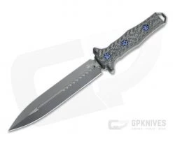 Heretic Knives Nephilim Dagger Black DLC Elmax Carbon Fiber Blue Ti Hardware Fixed Blade H003-6A-CF