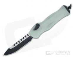 Heretic Knives Hydra Single Edge Battleworn Black Elmax Jade G10 Single Action OTF Automatic H007-8A-JADE