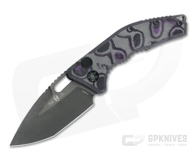 Heretic Knives Medusa Tanto Battle Worn DLC Elmax Purple Camo Carbon Fiber Automatic Knife H011-6A-PUCF 1 Heretic Knives Medusa Tanto Battle Worn DLC Elmax Purple Camo Carbon Fiber Automatic Knife H011-6A-PUCF