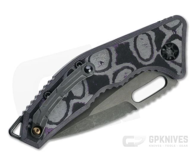 Heretic Knives Medusa Tanto Battle Worn DLC Elmax Purple Camo Carbon Fiber Automatic Knife H011-6A-PUCF 2 Heretic Knives Medusa Tanto Battle Worn DLC Elmax Purple Camo Carbon Fiber Automatic Knife H011-6A-PUCF - Image 2