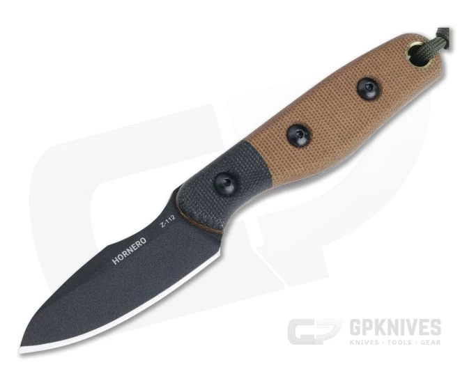 TOPS Hornero Tan/Black Canvas Micarta Black 1095 EDC Fixed Blade HORN-01 1 TOPS Hornero Tan/Black Canvas Micarta Black 1095 EDC Fixed Blade HORN-01