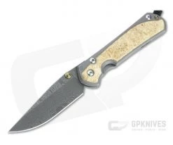 Chris Reeve Large Sebenza 31 Ladder Damascus Box Elder Inlaid Titanium Folding Knife 001
