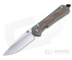 Chris Reeve Large Sebenza 31 Polished S45VN Blade Gold Double Lugs Natural Canvas Micarta Inlay Folding Knife