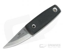 TOPS Knives Mini Tanimboca Puukko Tumbled 1095 Black Canvas Micarta Neck Knife MPUK-01