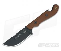 TOPS Knives Pit Stop 3 Black 1095 Tan Canvas Micarta